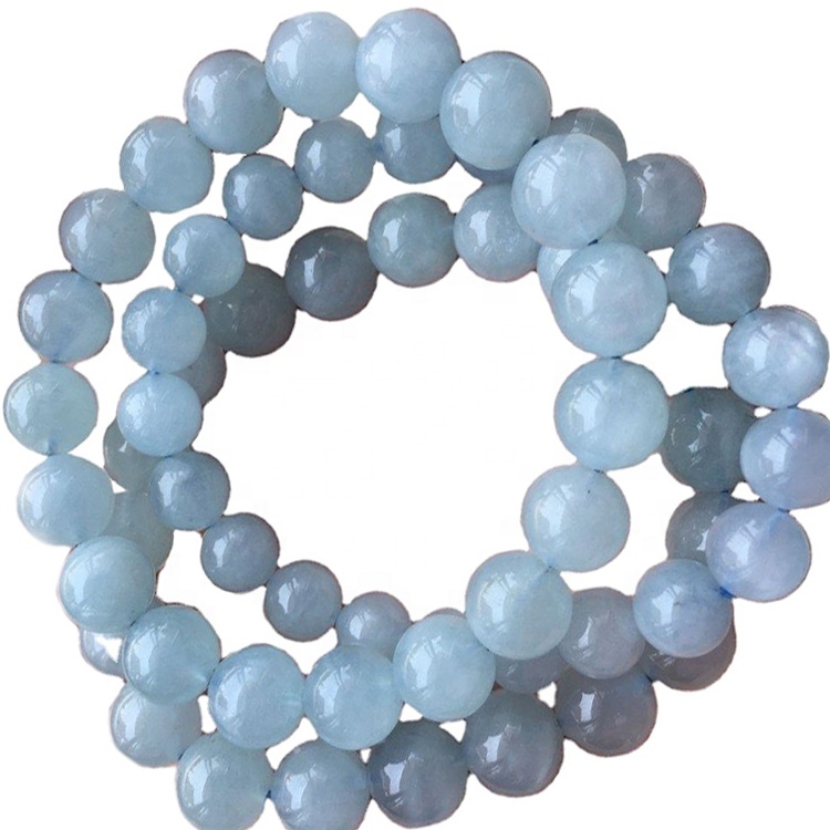 vendita all'ingrosso più alta pietra preziosa naturale genuina del braccialetto dell'acquamarina blu lattiginosa 38