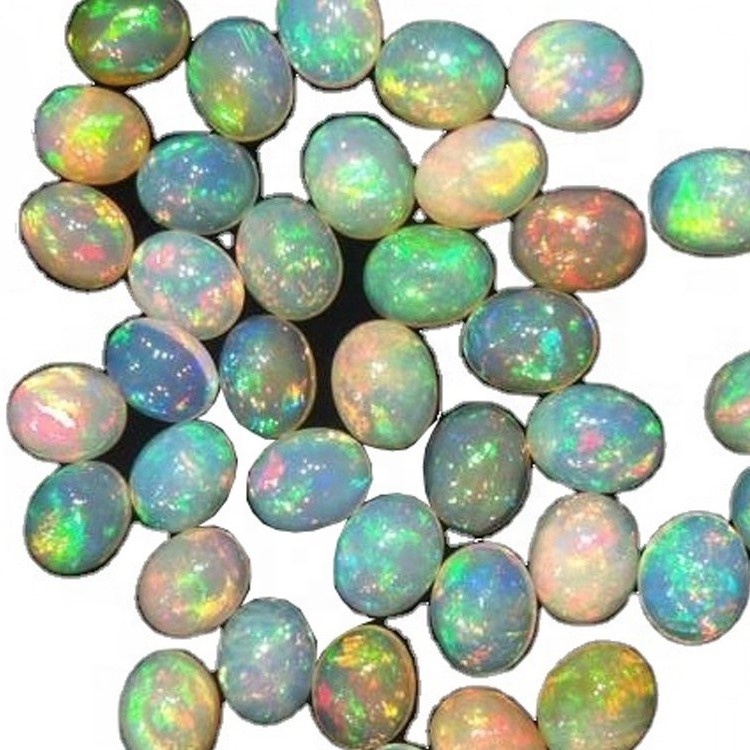 AAAA Gæði Natural White Eþíópíu Opal Cabochon með Multi Fire Lose Gemstone 10