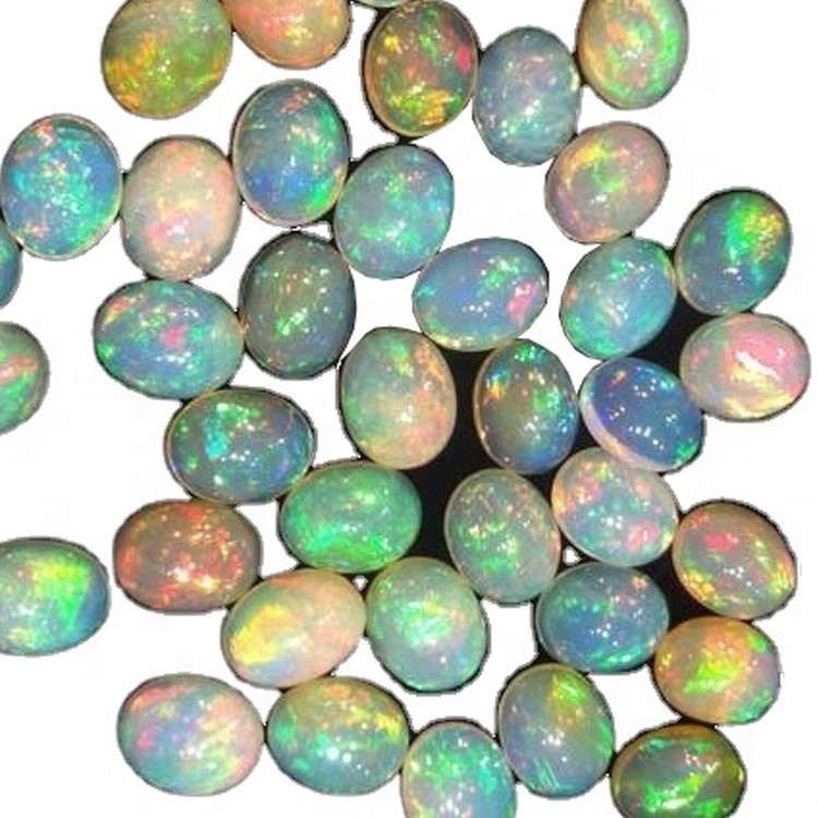 AAAA Gæði Natural White Eþíópíu Opal Cabochon með Multi Fire Lose Gemstone 8