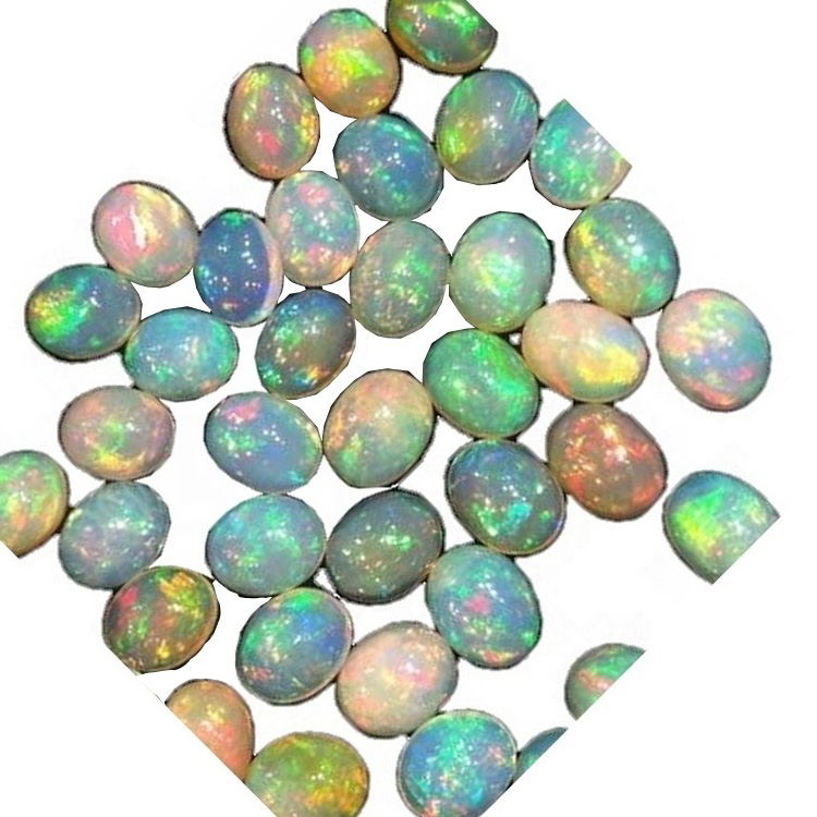 AAAA Gæði Natural White Eþíópíu Opal Cabochon með Multi Fire Lose Gemstone 14
