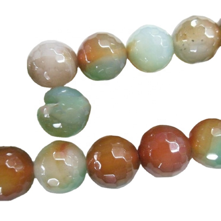 Litríkar perlur úr agat gimsteini 35