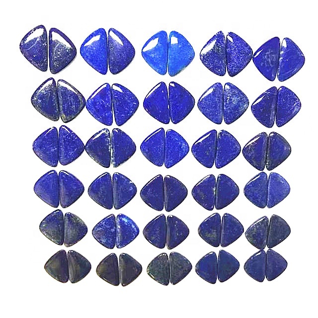 Natural Lapis Lazuli par Cabochon Lapis Fancy Shape Lapis Lazuli Designer Pair Gemstone fyrir skartgripa 34