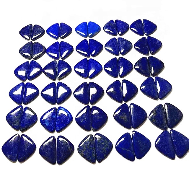 Natural Lapis Lazuli par Cabochon Lapis Fancy Shape Lapis Lazuli Designer Pair Gemstone fyrir skartgripa 36