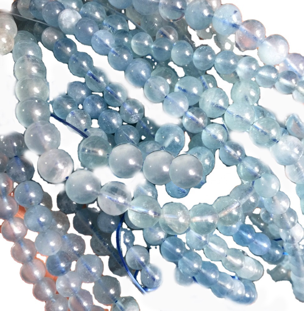 Naravna mleka Aquamarine Beads Gemstone Distančni kroglice za obrtnike zapestnice Ogrlica DIY nakit izdelava oblikovanje 37