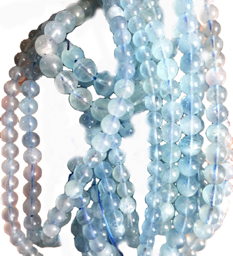 Naravna mleka Aquamarine Beads Gemstone Distančni kroglice za obrtnike zapestnice Ogrlica DIY nakit izdelava oblikovanje 39