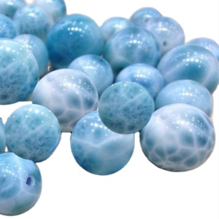 8mm natuurlike dominikaanse larimar ronde gladde aa graad semi-kosbare krale 7