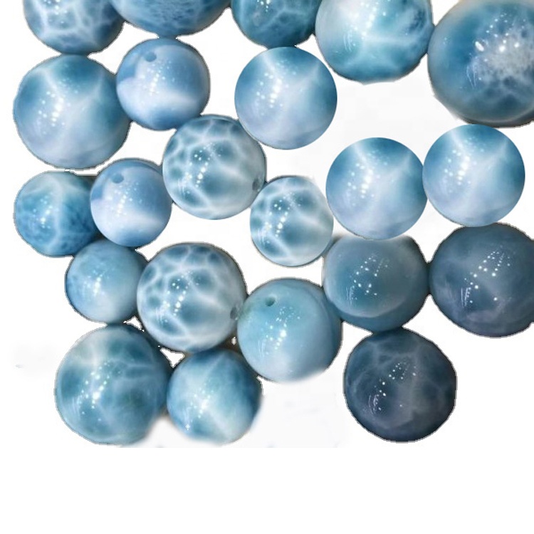 8mm natuurlike dominikaanse larimar ronde gladde aa graad semi-kosbare krale 11