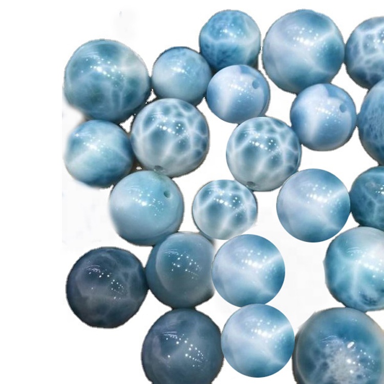 8mm natuurlike dominikaanse larimar ronde gladde aa graad semi-kosbare krale 13