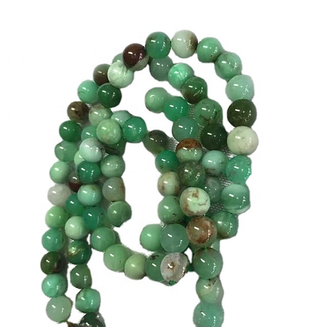 Gemstone ya asili Chrysoprase shanga laini pande zote shanga kujitia 31