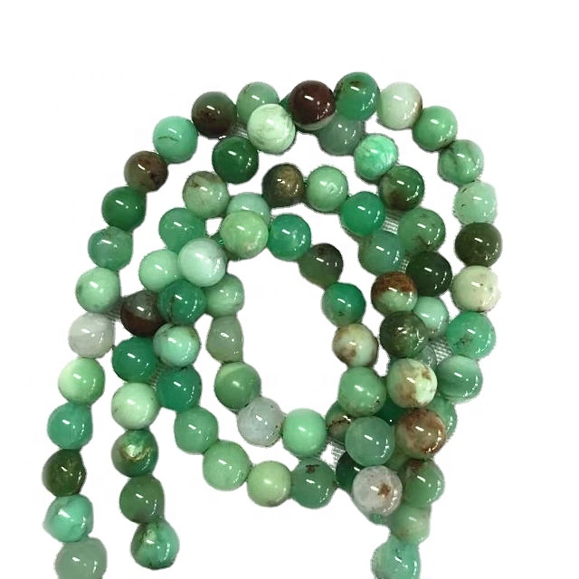 Gemstone ya asili Chrysoprase shanga laini pande zote shanga kujitia 35