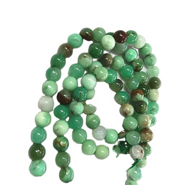 Gemstone ya asili Chrysoprase shanga laini pande zote shanga kujitia 33