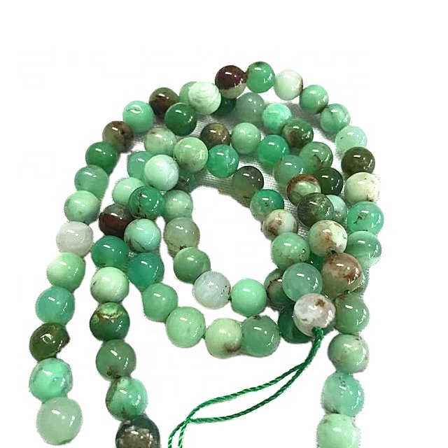 Gemstone ya asili Chrysoprase shanga laini pande zote shanga kujitia 39