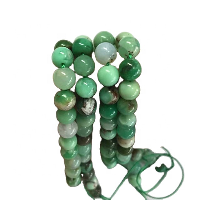 Gemstone ya asili Chrysoprase shanga laini pande zote shanga kujitia 37