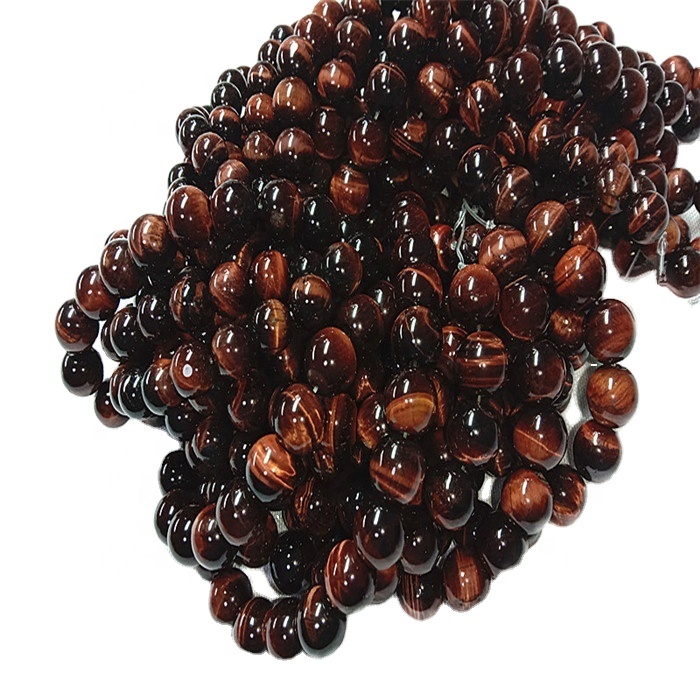 Natural Red Tiger Eyes Stones Round Shape Perlur Gemstone Strings 7