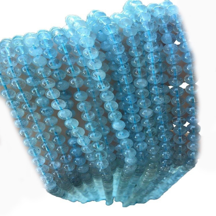 Chilengedwe cha Blue Aquamarine Beads 6mmm 10mm 10mm 10mm kuzungulira miyala yamtengo wapatali ya miyala ya miyala ya diey 39