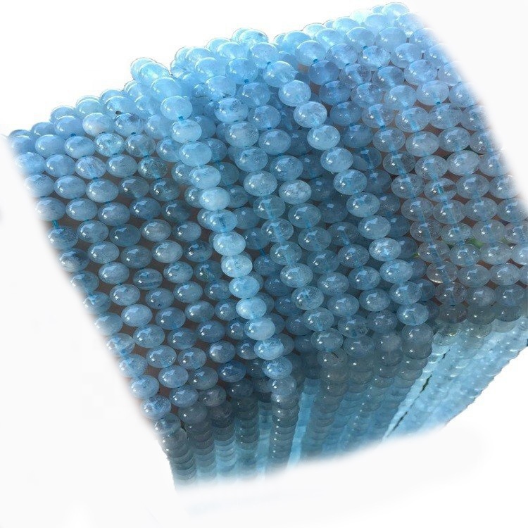 Chilengedwe cha Blue Aquamarine Beads 6mmm 10mm 10mm 10mm kuzungulira miyala yamtengo wapatali ya miyala ya miyala ya diey 43