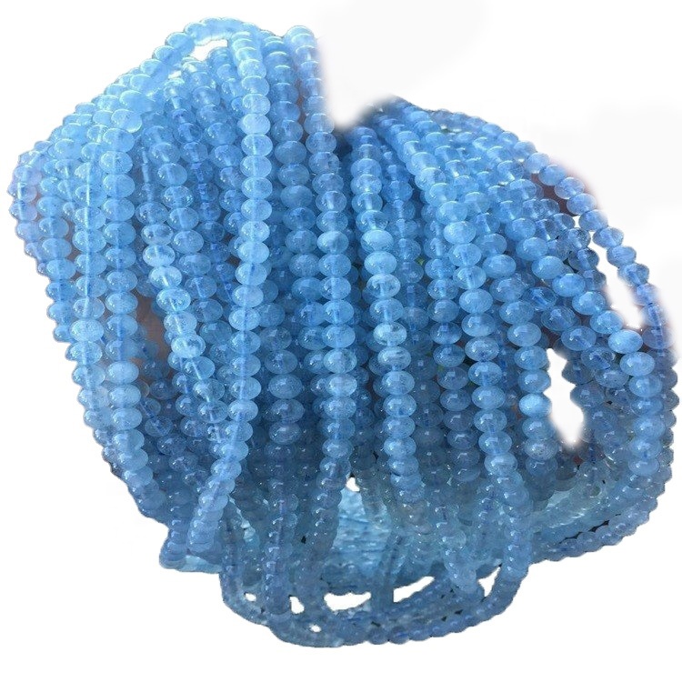 Chilengedwe cha Blue Aquamarine Beads 6mmm 10mm 10mm 10mm kuzungulira miyala yamtengo wapatali ya miyala ya miyala ya diey 45