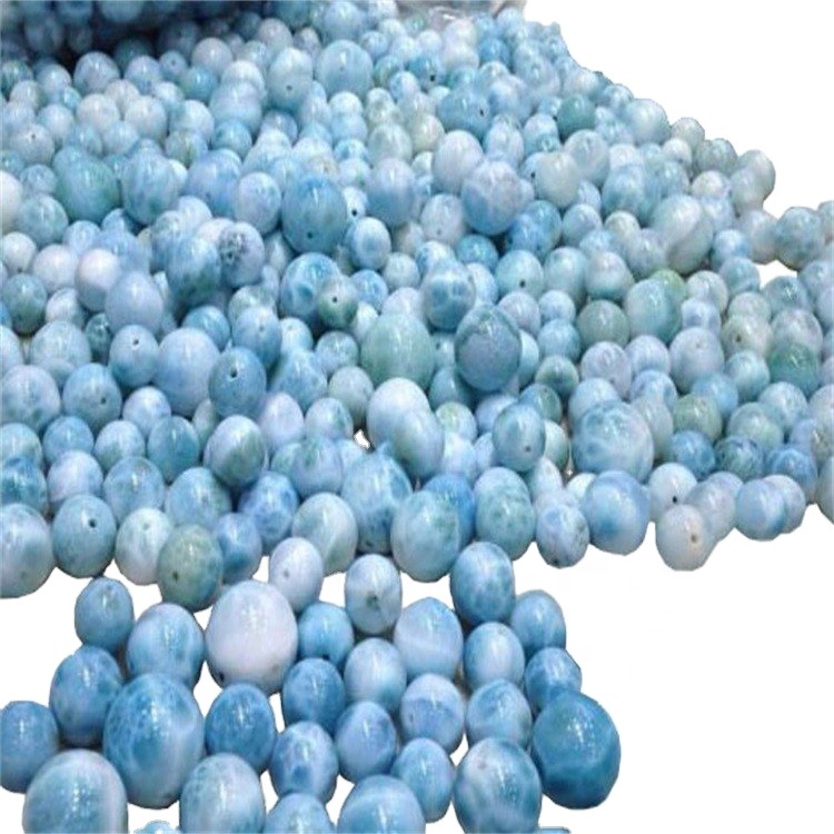 ਥੋਕਲੇ 6mm 8mm 10mm ਕੁਦਰਤੀ ਲਾਰਮਾਰ ਦੇ ਨਿਰਮਲ ਰਤਨ ਗੋਲ ਮਣਲਾਂ 15