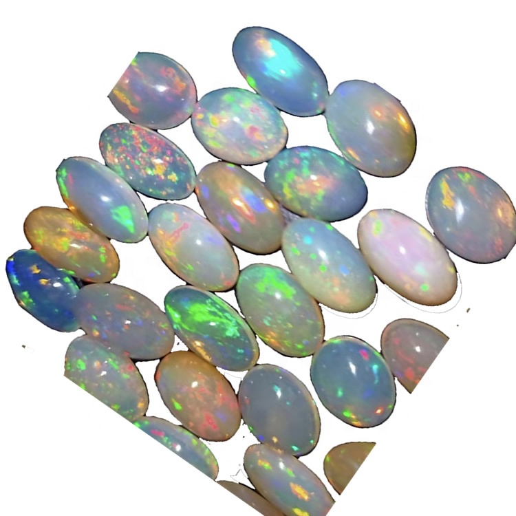 Oval Shape White Opal Cabochons Stone Heildverslun 30