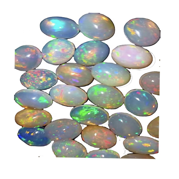 Oval Shape White Opal Cabochons Stone Heildverslun 32