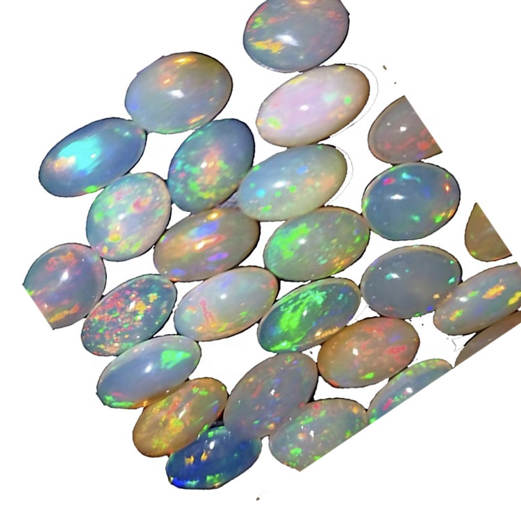 Oval Shape White Opal Cabochons Stone Heildverslun 34