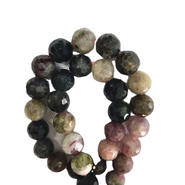 Přírodní turmalin kulatý tvar tvaru korálky smíšené barevné drahokamové struny 31