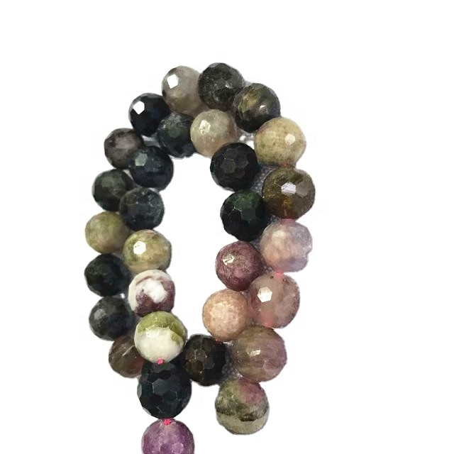 Přírodní turmalin kulatý tvar tvaru korálky smíšené barevné drahokamové struny 35