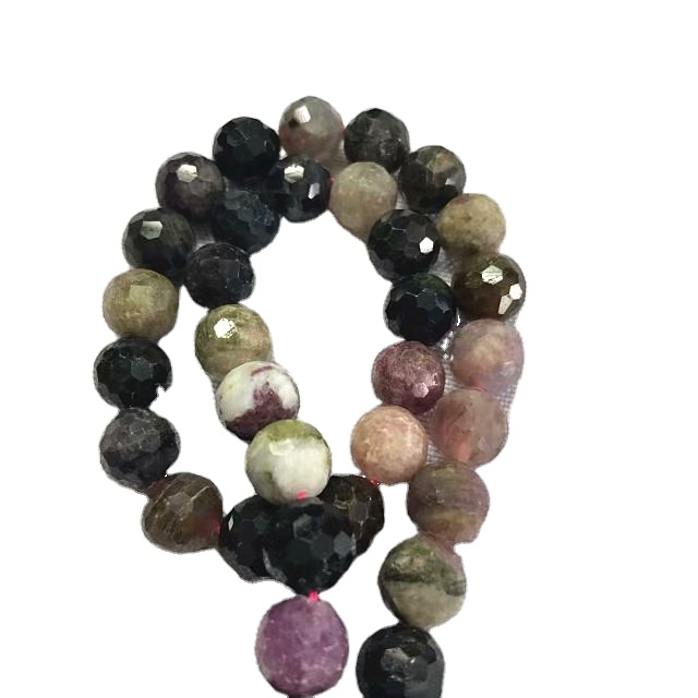 Přírodní turmalin kulatý tvar tvaru korálky smíšené barevné drahokamové struny 33