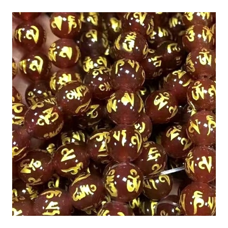 isklesana zlatna pisma crvena ahata i crni ahat okrugli kuglice čine veleprodaju 22