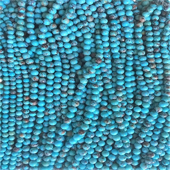 Natirèl Turquoise Round pèl 3mm 4mm 6mm 8mm 10mm 12mm pyèr pèl otantik wòch ki lach Gem Stone pèl 11