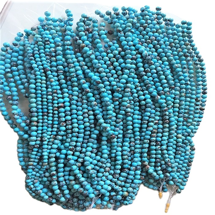 Natirèl Turquoise Round pèl 3mm 4mm 6mm 8mm 10mm 12mm pyèr pèl otantik wòch ki lach Gem Stone pèl 9