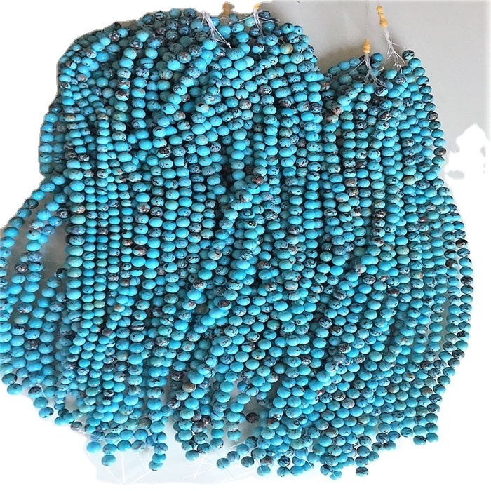 Natirèl Turquoise Round pèl 3mm 4mm 6mm 8mm 10mm 12mm pyèr pèl otantik wòch ki lach Gem Stone pèl 13
