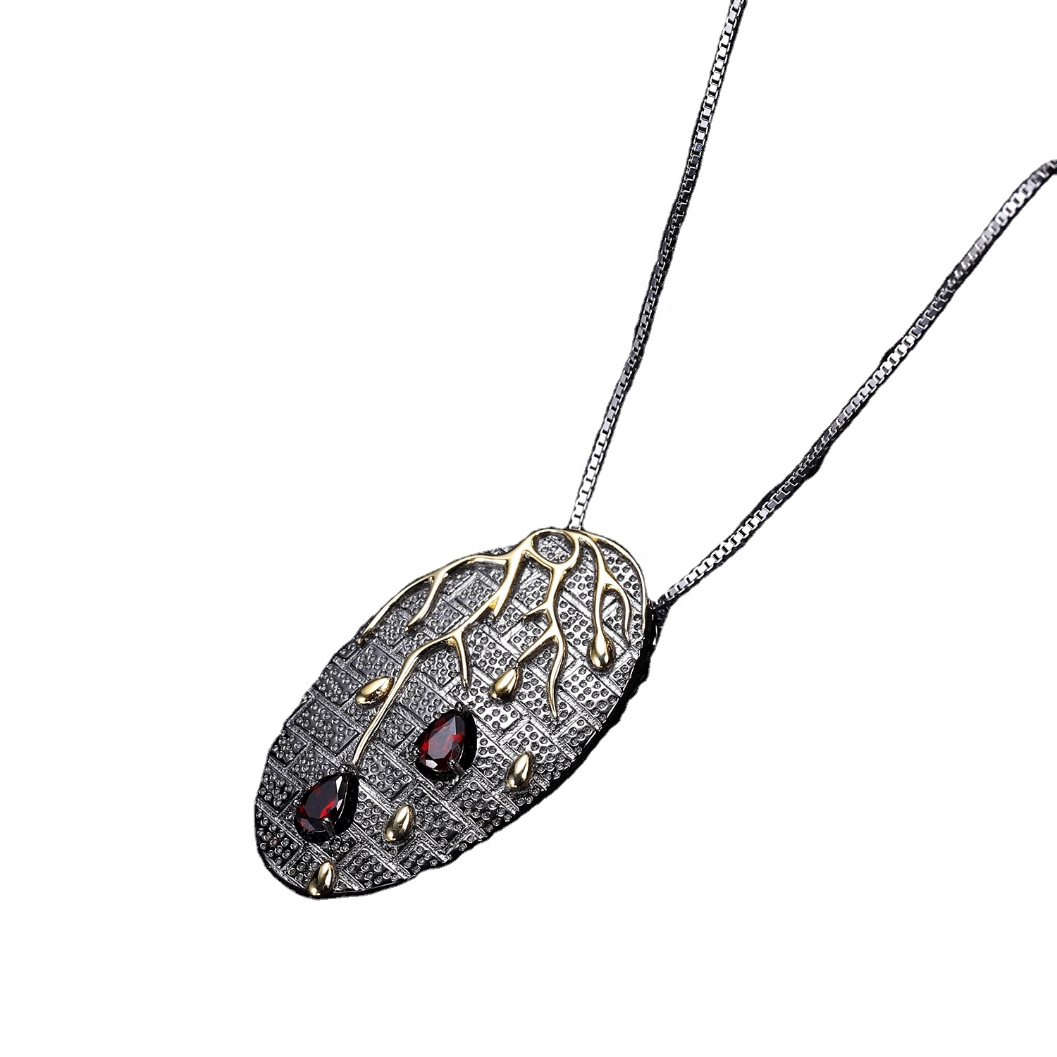 Վիկտորիանական ռուբլի ներգրավվածության վզնոց .14K կամ 18K սեւ ոսկի երկու տոնով ոսկու կարմրության տարեդարձի կախազարդ 9