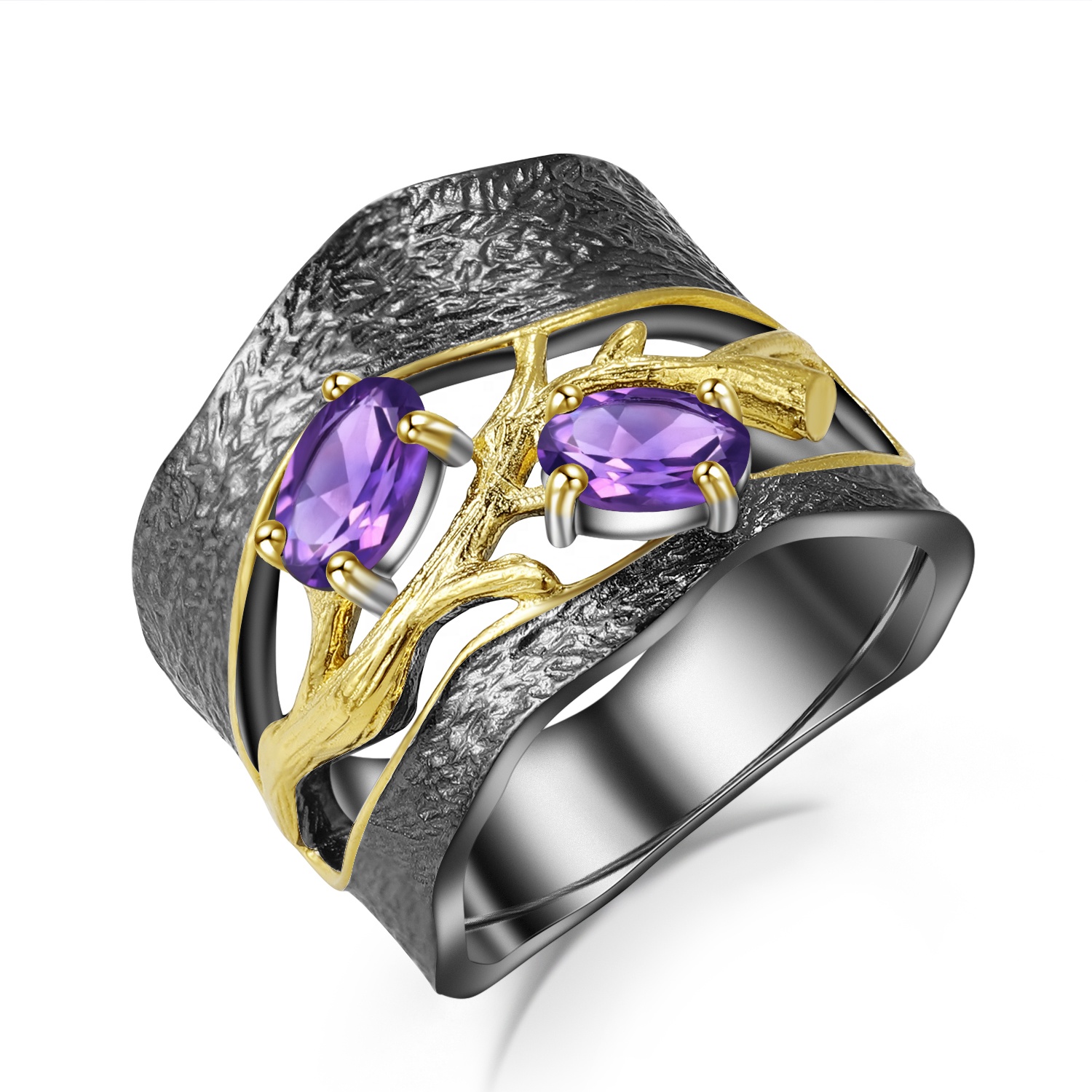 ਖੋਖਲਾ ਸੋਨੇ ਦੇ ਪਲੇਟਡ ਪੇਲ ਸਪਿਨਲ ਰਿੰਗਸ 7