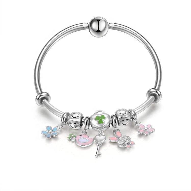 좋은 품질 여자 자연 크리스탈 925 스털링 실버 쥬얼리 매력 팔찌 7