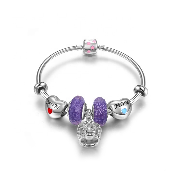 좋은 품질 여자 자연 크리스탈 925 스털링 실버 쥬얼리 매력 팔찌 9