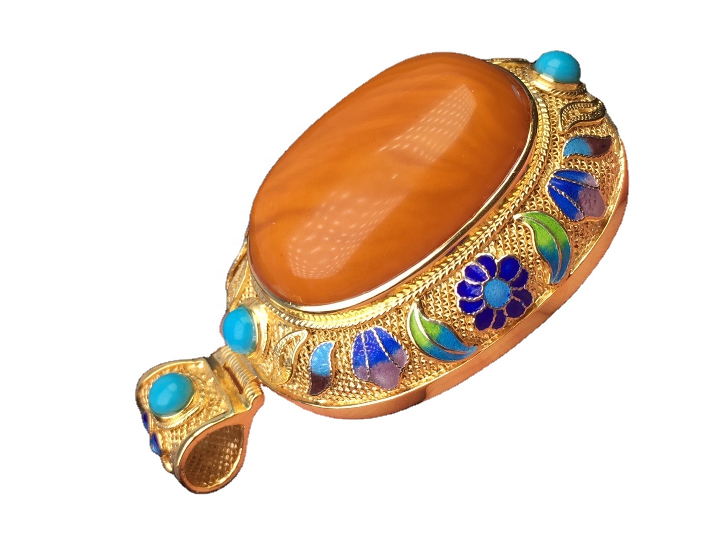 Mặt dây chuyền hổ phách mạ vàng Corundum 9