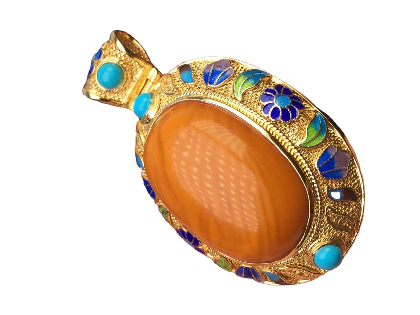 Mặt dây chuyền hổ phách mạ vàng Corundum 11