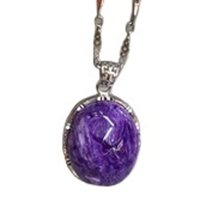 Նորաձեւ Charoite Gemstone 925 ստերլինգ արծաթե մանյակ / մանուշակագույն քարե մանյակ / անհատականացված նվերներ 15