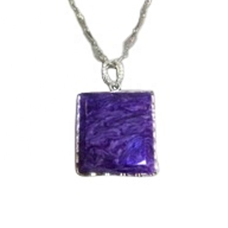 Նորաձեւ Charoite Gemstone 925 ստերլինգ արծաթե մանյակ / մանուշակագույն քարե մանյակ / անհատականացված նվերներ 13