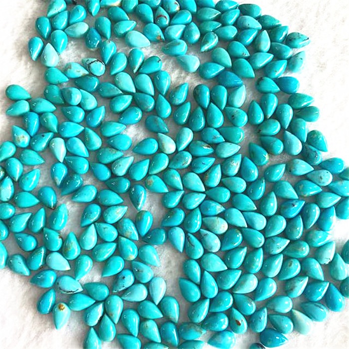 Cerquoise Cabochon Pear មានរូបរាងមានរាងសំប៉ែតដំរីខៀវខៀវ 7