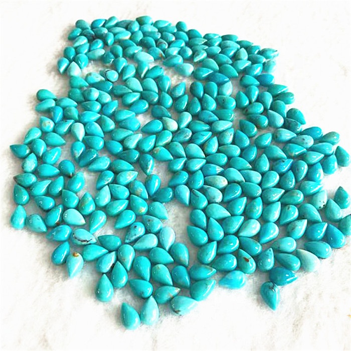 Cerquoise Cabochon Pear មានរូបរាងមានរាងសំប៉ែតដំរីខៀវខៀវ 11