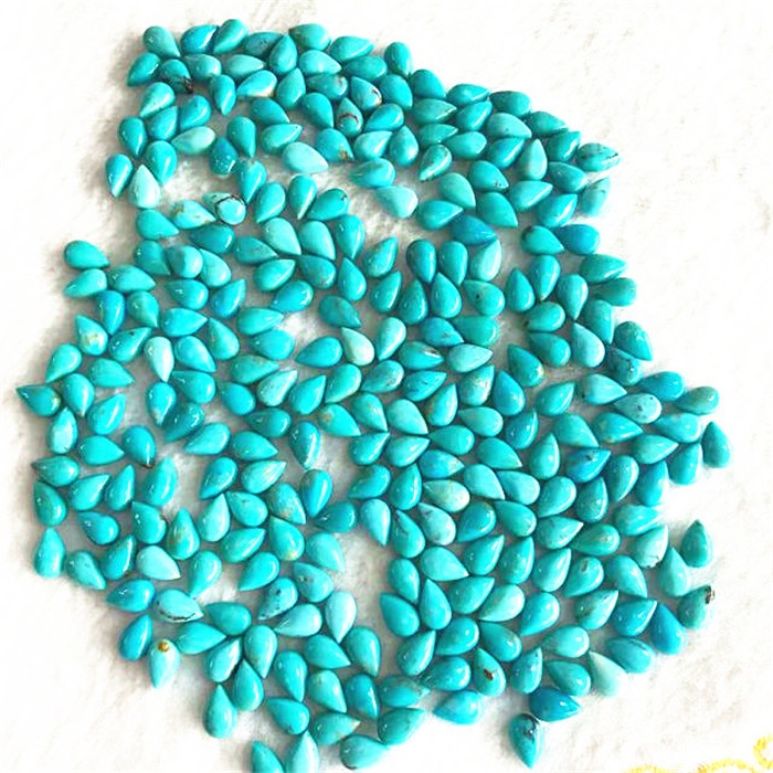 Cerquoise Cabochon Pear មានរូបរាងមានរាងសំប៉ែតដំរីខៀវខៀវ 17