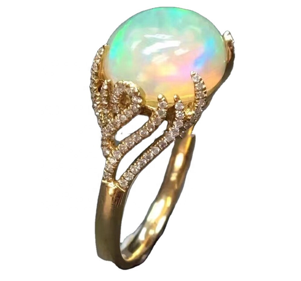 오팔 보석 반지 도매 수제 골드 도금 925 스털링 실버 반지 30