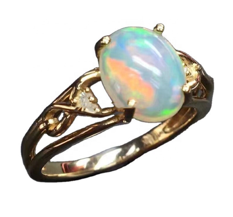 오팔 보석 반지 도매 수제 골드 도금 925 스털링 실버 반지 32