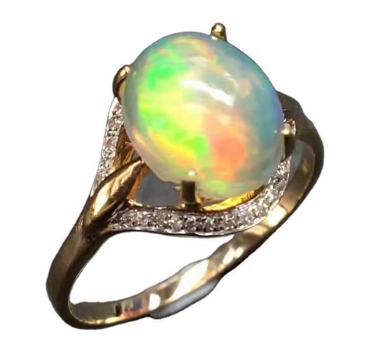 오팔 보석 반지 도매 수제 골드 도금 925 스털링 실버 반지 34