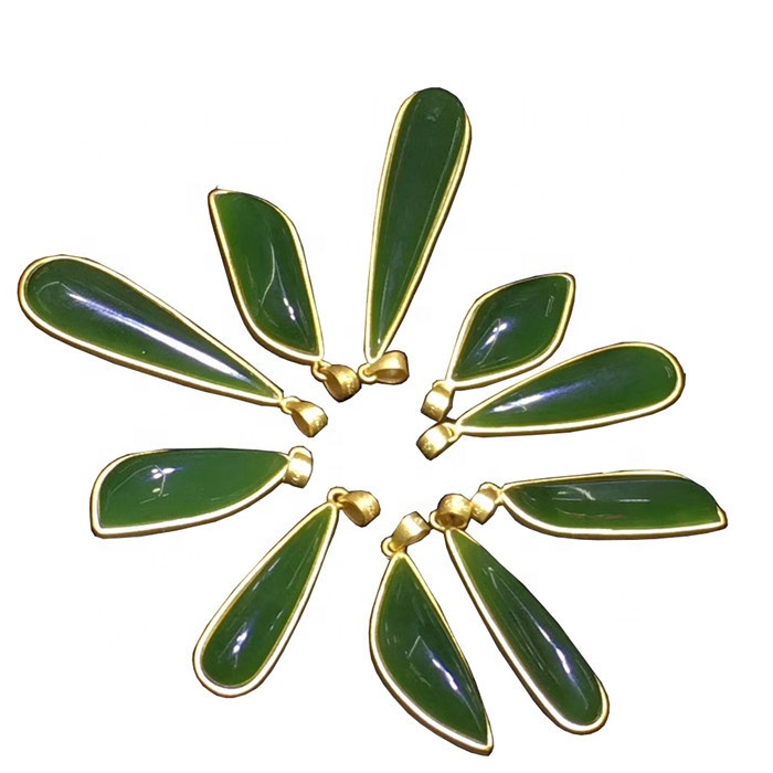 Јединствени природни зелени Јадеите привезак Цабоцхон Гемстоне Стварање накита 7