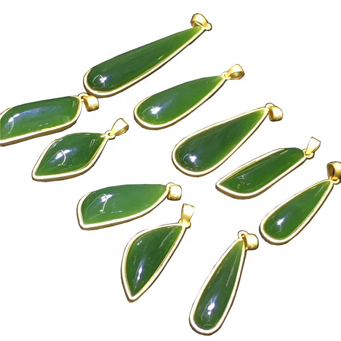 Јединствени природни зелени Јадеите привезак Цабоцхон Гемстоне Стварање накита 9
