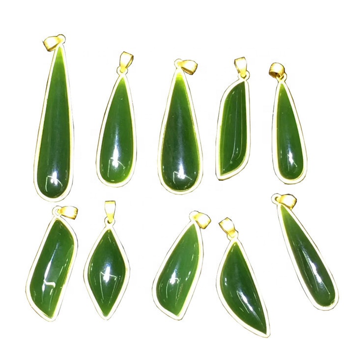 Јединствени природни зелени Јадеите привезак Цабоцхон Гемстоне Стварање накита 13