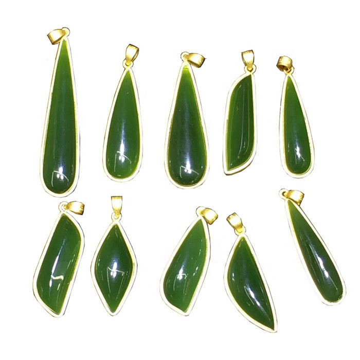 Јединствени природни зелени Јадеите привезак Цабоцхон Гемстоне Стварање накита 15